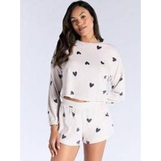 Boux Avenue Boux Avenue Heart Velour Crew & Short Pyjamas Set