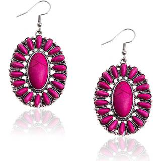 Rustik coutures vestlige turquiose øreringe til kvinder cowgirl land dinglende concho vestlige smykker RCE-1080HPK