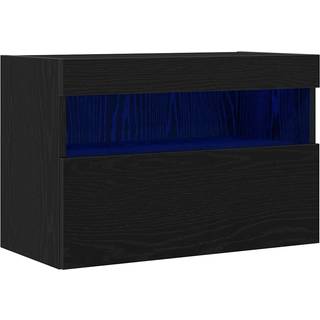 Tv Vægskab Vægmonteret Sort Eg 60 X 30 X 40 Cm Konstrueret Træ