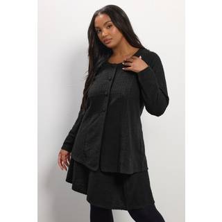 Yours Curve Yours Curve Black Boucle Button Front Cover-Up