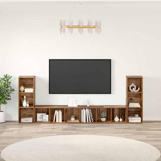 TV-møbelsæt Vægmonteret 4 pcs Gammelt træ 37 x 35 x 107,5 cm