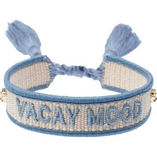 DARK Woven Friendship Bracelet Thin "Vacay Mood" Sand & Cool Blue