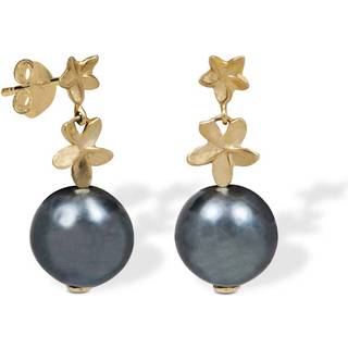 Blossom Copenhagen Forrest øreringe i 9 kt guld med sort ferskvandsperle 11-12mm