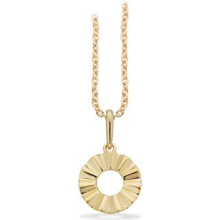 Scrouples vedhæng cirkel plissé i 8 kt guld med forgyldt kæde