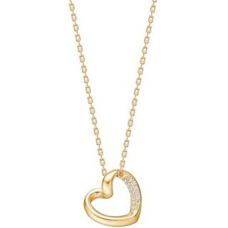 Joanli hjertehalskæde i forgyldt med cubic zirkonia - Inkl. kæde