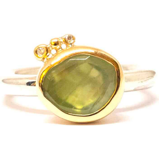 Athena ring med prehnit og brillant - 54