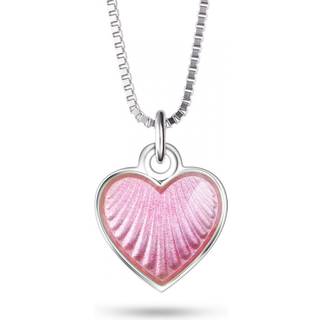Pia&Per - Børne halskæde med pink emalje hjerte - 11701