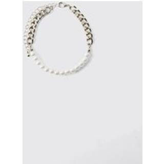 Mens Silver Pearl Bracelet