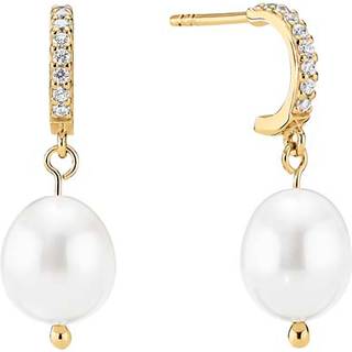 Lund Copenhagen øreringe i forgyldt med perler og zirkoner