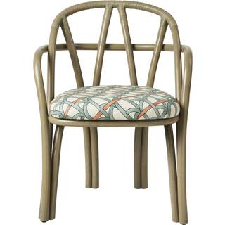 Gubi Bistra Spisebordsstol Med Armlæn Olive Stained Rattan/Reales Limonta 001
