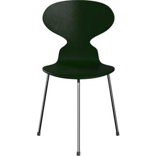 Fritz Hansen - Myren 3100 farvet askefiner stålstel krom evergreen - Spisebordsstole - Arne Jacobsen - Grøn - Metal/Træ