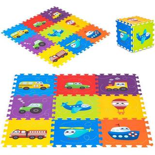 Køretøj puslespilsmåtte i skum - 9 dele i alt 86x86 cm