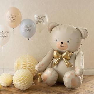 Folieballon Bamse Creme 75x84 cm – Magisk Stemning til Børnefester & Indendørs Leg