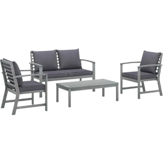 Loungesæt Til Haven 4 Dele Med Hynder Massivt Akacietræ - Grå