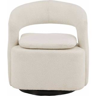 Laurel loungestol i hvid bouclé med drejefod