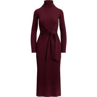 Lauren Ralph Lauren Lauren Ralph Lauren Red Vaureen Ribbed High Neck Belted Jersey Midi Dress - xlarge