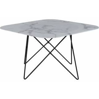 Tristar sofabord 80x80cm i hvid marmorglas og sort stål
