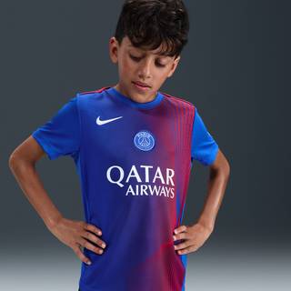 Paris Saint-Germain Academy Pro Third Nike Dri-FIT-opvarmningstrøje til fodbold til større børn - blå - XS