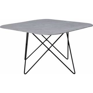 Tristar sofabord 80x80 cm i grå marmorglas og sort stål