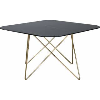 Tristar sofabord 80x80 cm i sort marmorglas og messing