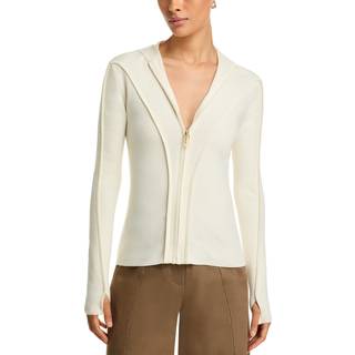 Victoria Beckham Wool-blend jersey zip-up hoodie - white - M