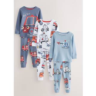 Next Red/Blue Emergency Vehicle Mini Snuggle Pyjamas 3 Pack (9mths-10yrs)