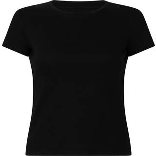 Hunkemöller Crew neck pyjamastop i rib med korte ærmer sort - XS