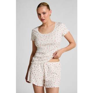 Hunkemöller Ribstrikkede pyjamasshorts hvid - XL