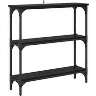 Konsolbord med hylde Sort eg 75 x 22,5 x 75 cm Konstrueret træ