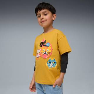 PUMA Moody Cat Graphic Tee II Kids, Clothing, Archive Gold, 3-4Y