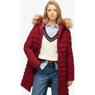 Superdry Superdry Red Fuji Faux Hood Mid Length Coat