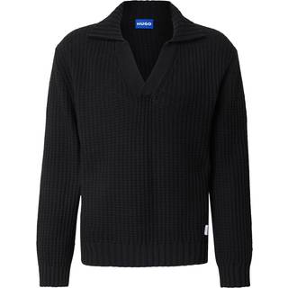Oversize fit sweater med Johnny-krave og vaffeltekstur