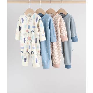 Next Blue Baby Footless Two Way Zip Sleepsuits 4 Pack (0mths-3yrs)