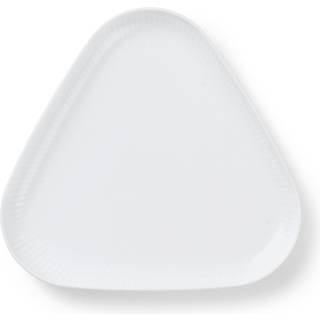 Hvid Riflet Trekantet Fad, White, 23x23 cm