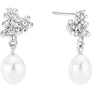 Lund Copenhagen ørestikker i sølv med blomster og perler