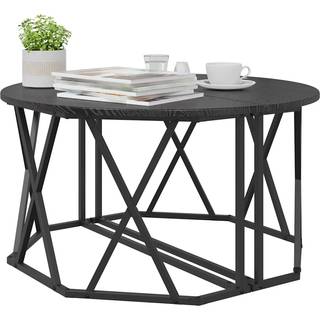 Sofabord Sort Eg 80 X 80 X 42 Cm Ingeniørtræ Og Stål