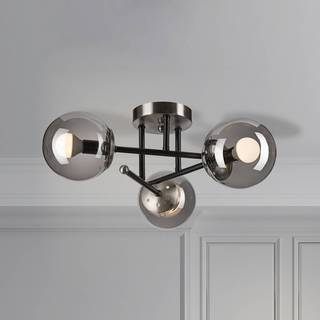 Loftslampe Malena Lamkur, dæmpbar, Aluminium/grå/zink, Stue/spisestue, Glas