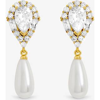 Jon Richard Jon Richard Gold 14K Plated Crystal and Pearl Drop Earrings