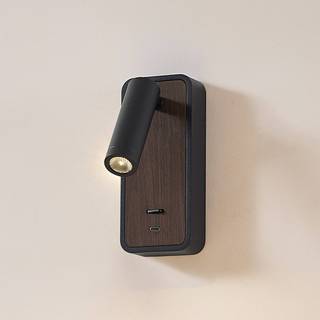 LED væglampe Tallis Lindby, Sort, Stue/spisestue, Metal, Moderne