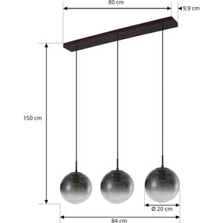 Glas hængelampe Veloura Lucande, dæmpbar, Klar/gennemsigtig, Stue/spisestue, Glas, Design