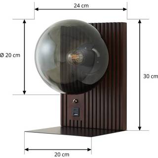 Væglampe Veloura Lucande, dæmpbar, Brun/rust, Stue/spisestue, Glas, Design