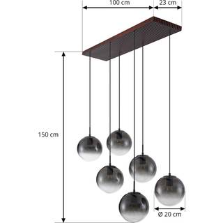 Lucande - Veloura hængelampe 100 cm glas 6 lyskilder