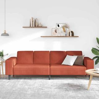 Stof Sofa Med Pude Rød Orange Corduroy Stof