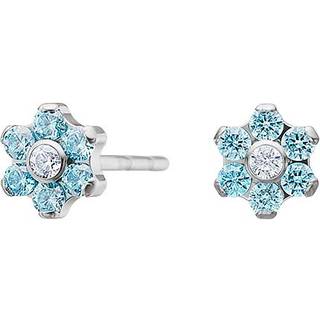 Pure Titanium Nikkelfri øreringe med blå zirkonia blomst
