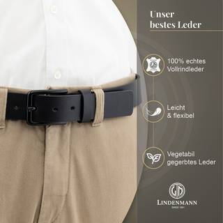 Lindenmann Herren Gürtel schwarz Glattleder