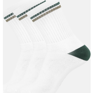 3 par hvide bambus tennissokker med army/olive striber