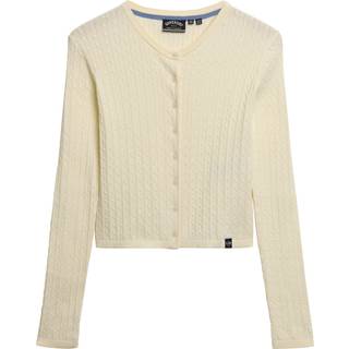 Superdry Superdry White Micro Cable Cardigan