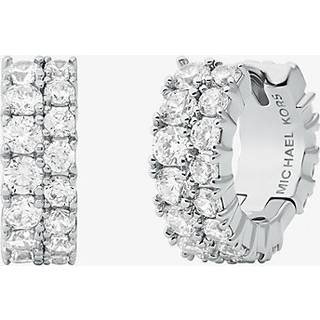 MK Double Pavé Huggie Earrings - Silver - Michael Kors - ONE SIZE