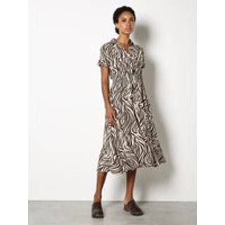 Apricot Apricot Natural Ikat Zebra Midi Shirt Dress - 14