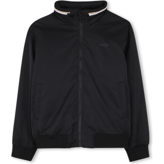BOSS BOSS Black Zip-Up Windbreaker Jacket With Stripe Collar